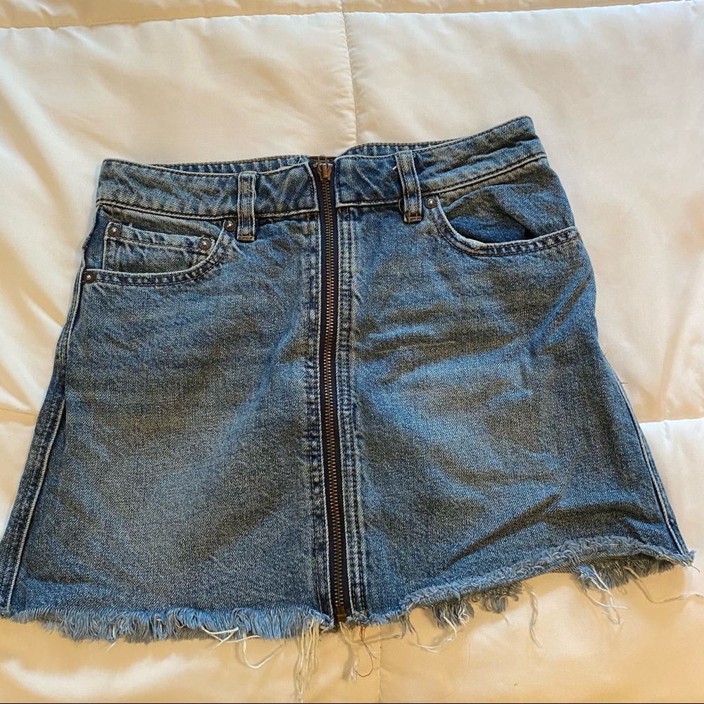 Free people denim zip up skirt